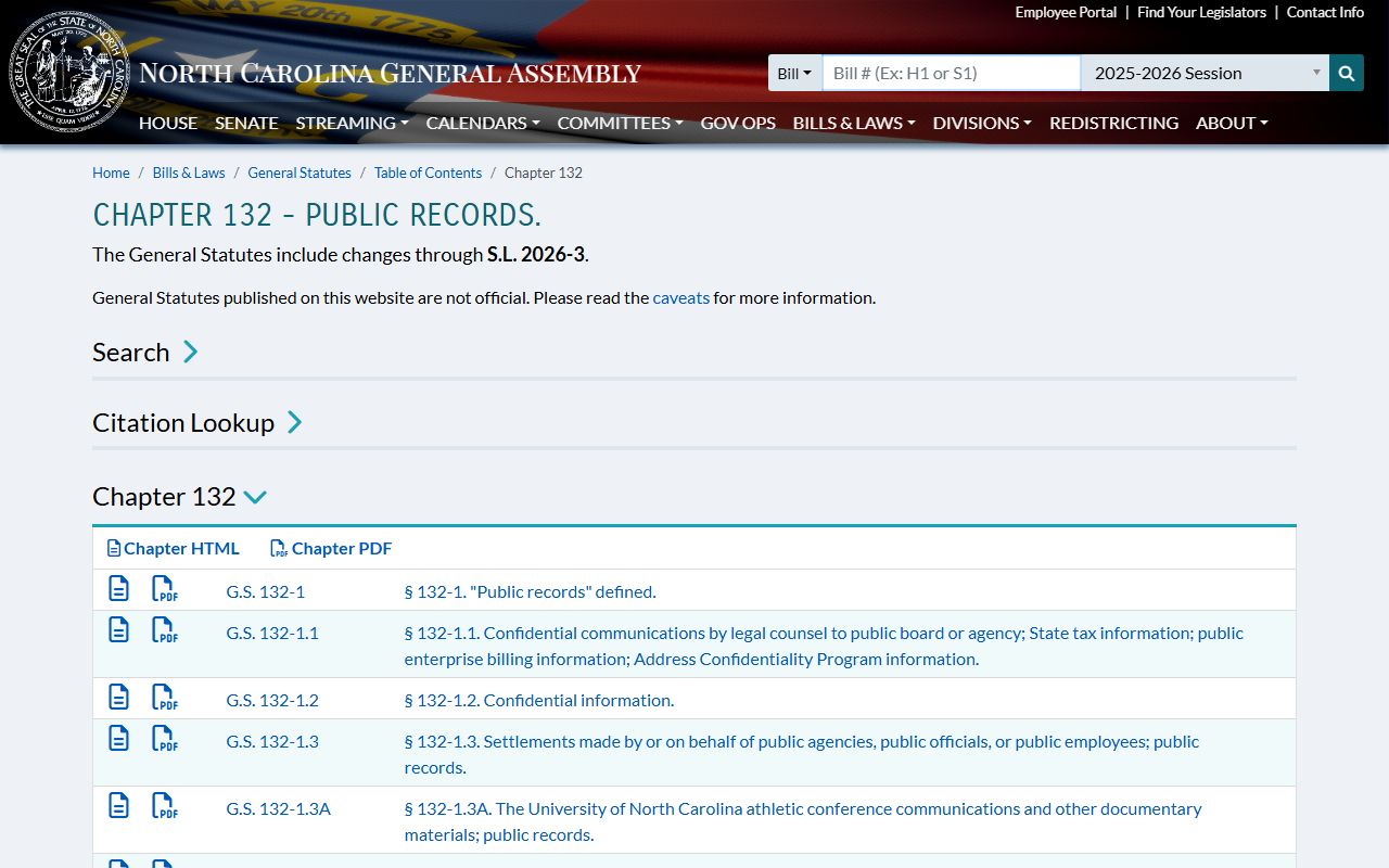 Lee County court records North Carolina public records statutes