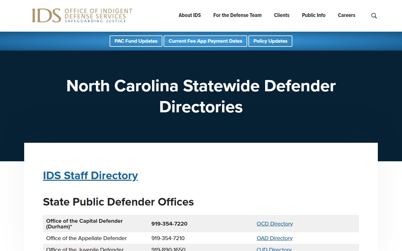 Lee County criminal court records indigent defense directory