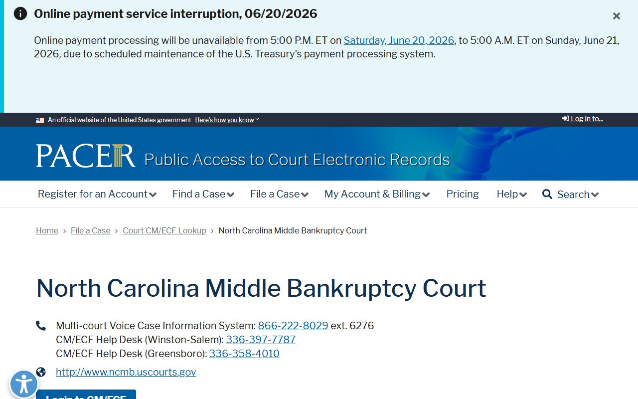 Lee County Superior Court records PACER bankruptcy listing