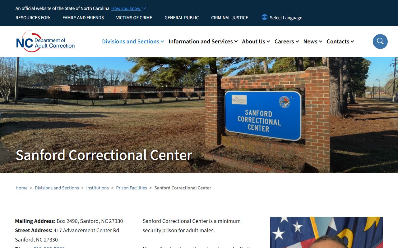 Lee County Superior Court records Sanford Correctional Center page
