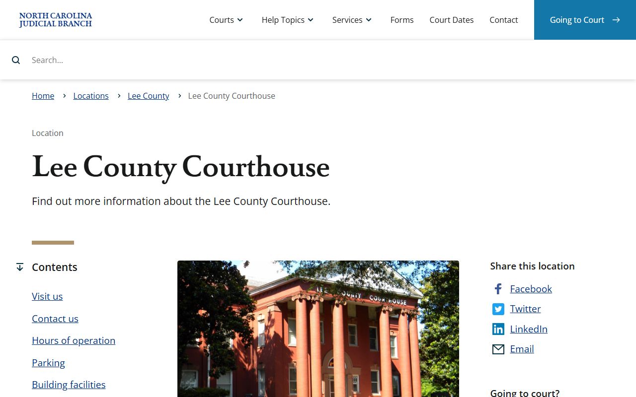 Lee County court records courthouse page