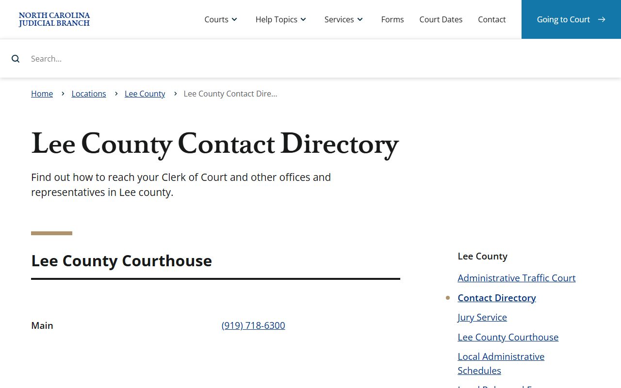 Lee County court records contact directory