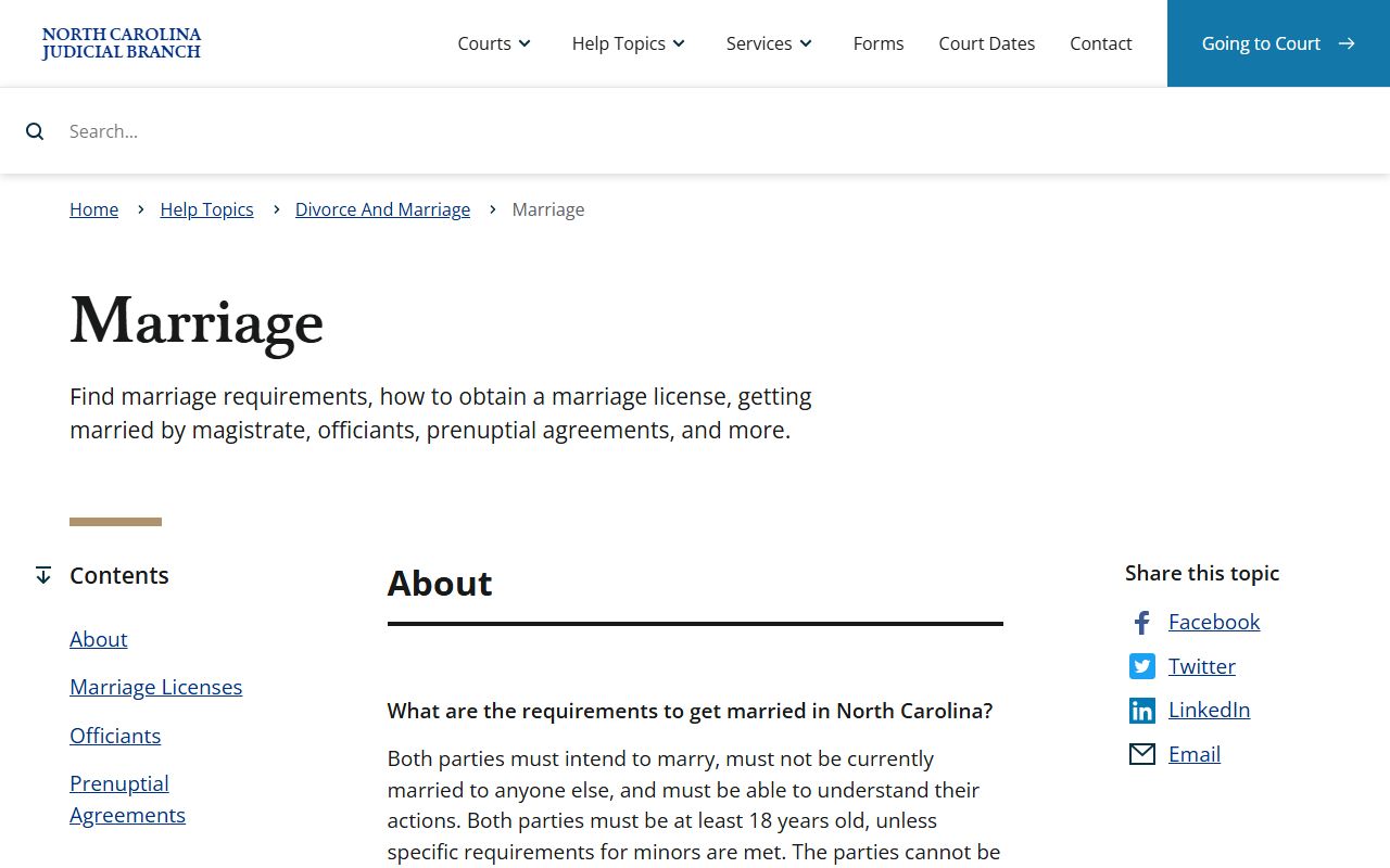 Lee County marriage records North Carolina marriage requirements