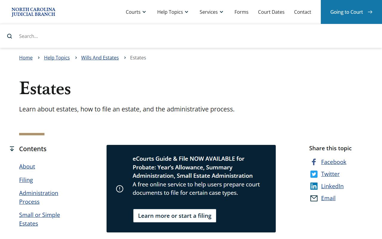 Lee County probate records North Carolina estates help page
