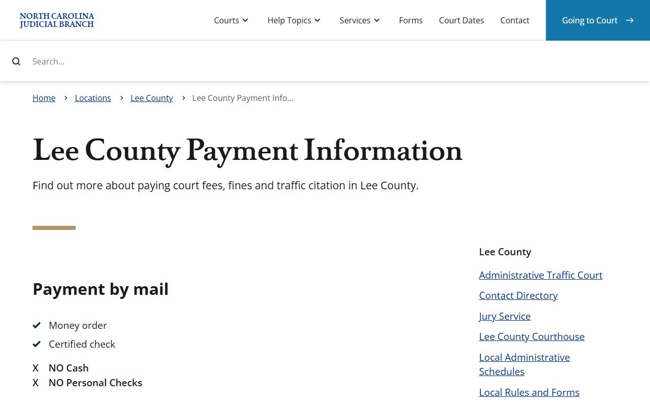 Lee County traffic court records payment information page